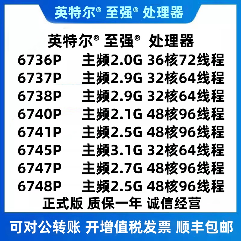 intel XEON 6736P 6737P 6738P 6740P 6741P 6745P 6747P 6748P