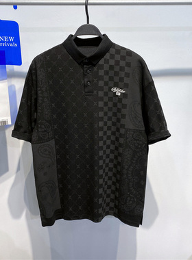 polo衫男夏季新款保罗衫宽松个性时尚印花翻领短袖T恤潮B2DBC2461