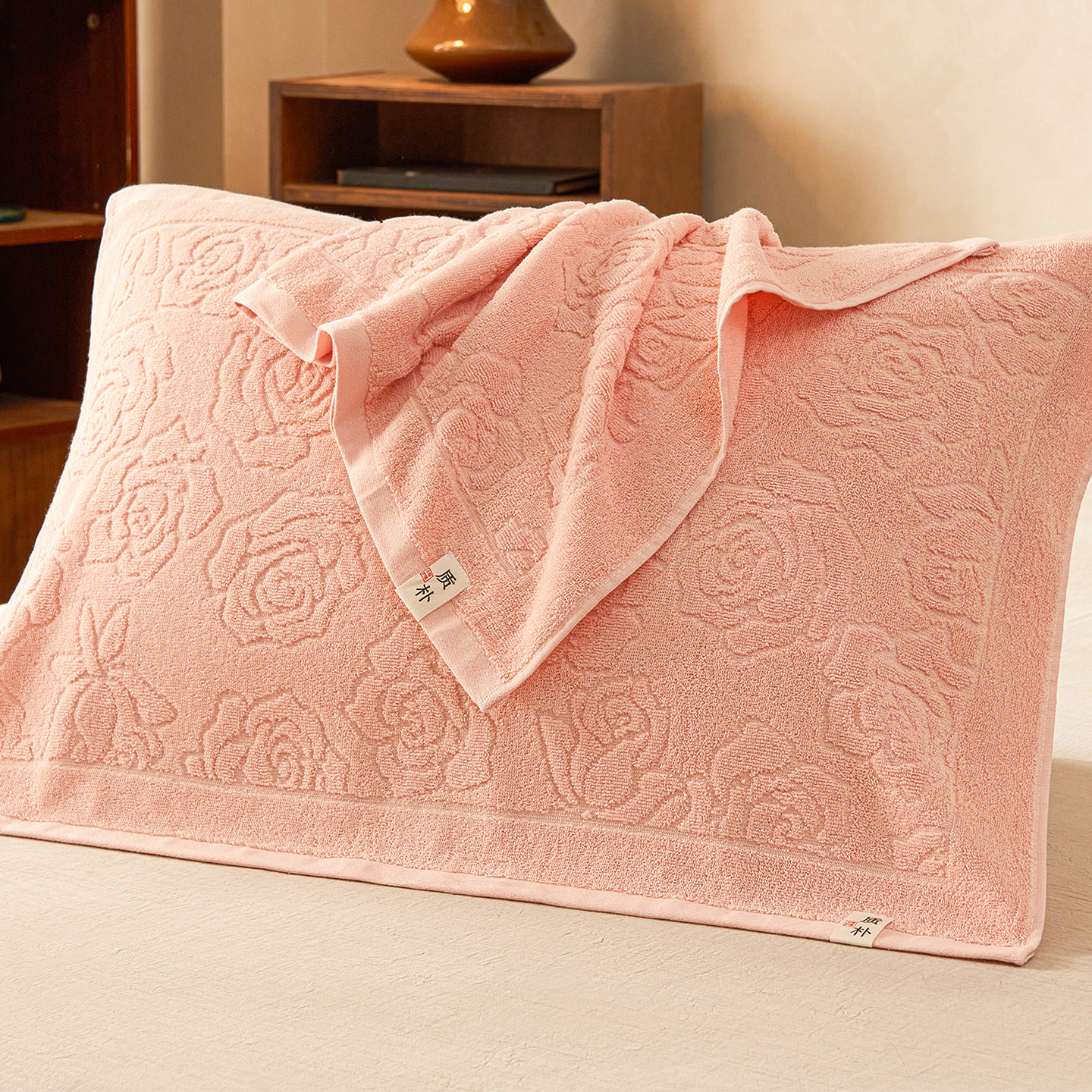 上海老式纯棉毛圈枕巾一对