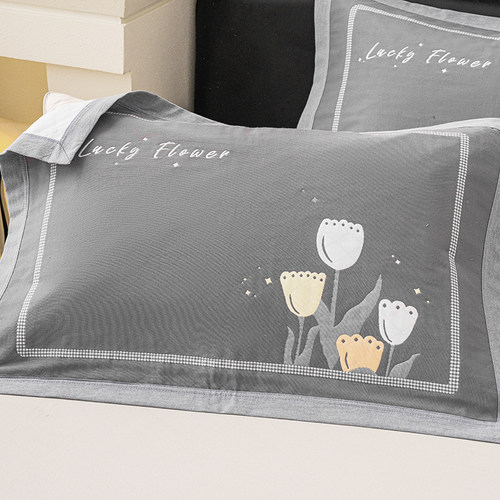 全棉纱布宽边枕巾一对