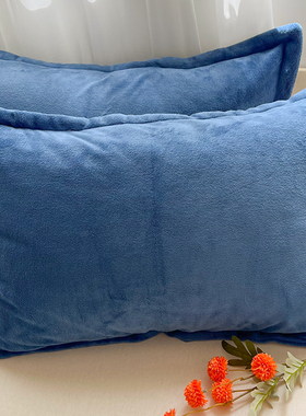 珊瑚牛奶绒枕套50x80加大法兰绒枕头套冬季加绒加厚成人家用48x74