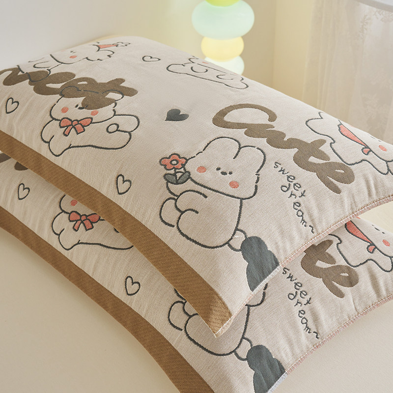 全棉加厚枕头巾枕垫盖巾垫巾可爱儿童纯棉枕巾一对装吸汗透气防滑