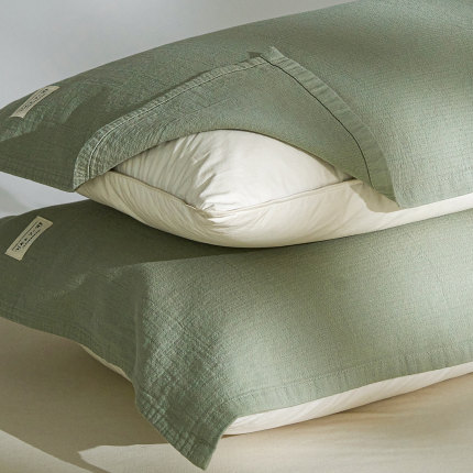 亚麻枕巾加厚纯棉全棉棉麻枕头巾四季通用垫巾盖巾025新款一对装.