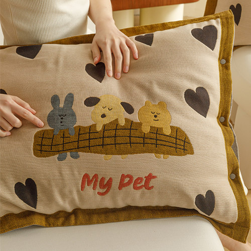 全棉纱布枕套一对装防头油