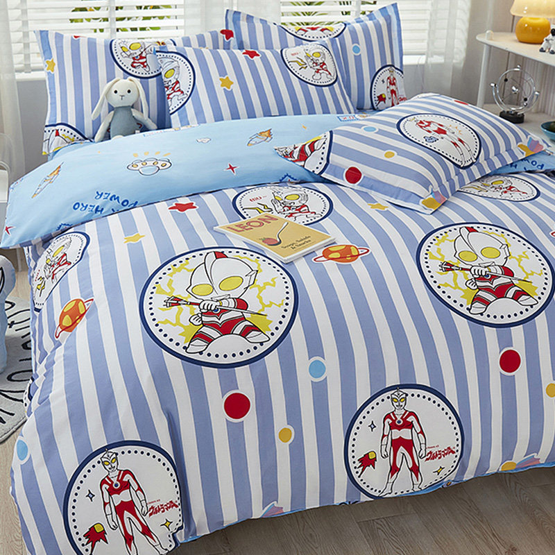 奥特曼纯棉被套单件儿童三件套全棉男孩卡通床笠床单被罩学生床品