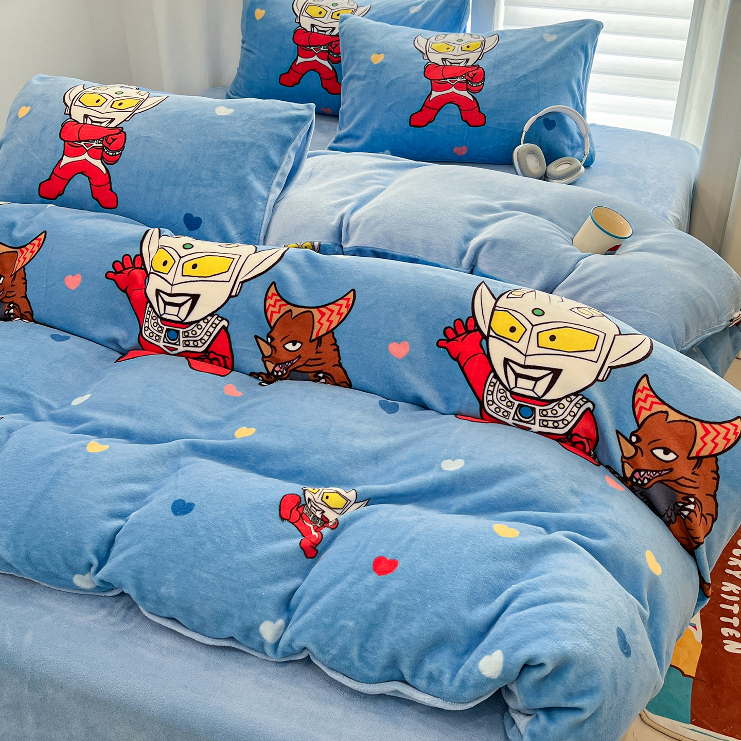 奥特曼牛奶绒被套加厚保暖