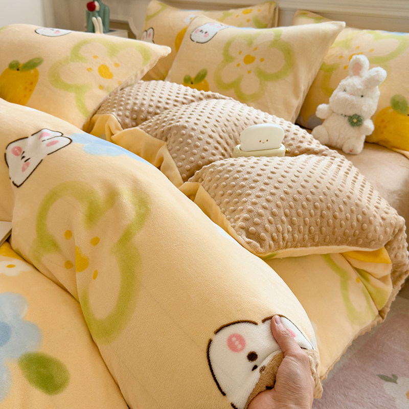 冬季豆豆绒被套双面加绒