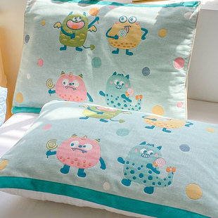 卡通儿童纯棉纱布枕巾一对四季通用100全棉棉纱枕头巾2026年新款.