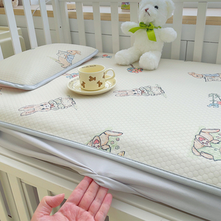 a类母婴级夏季儿童冰丝凉席床笠款婴儿拼接床凉感冰丝豆豆床垫套