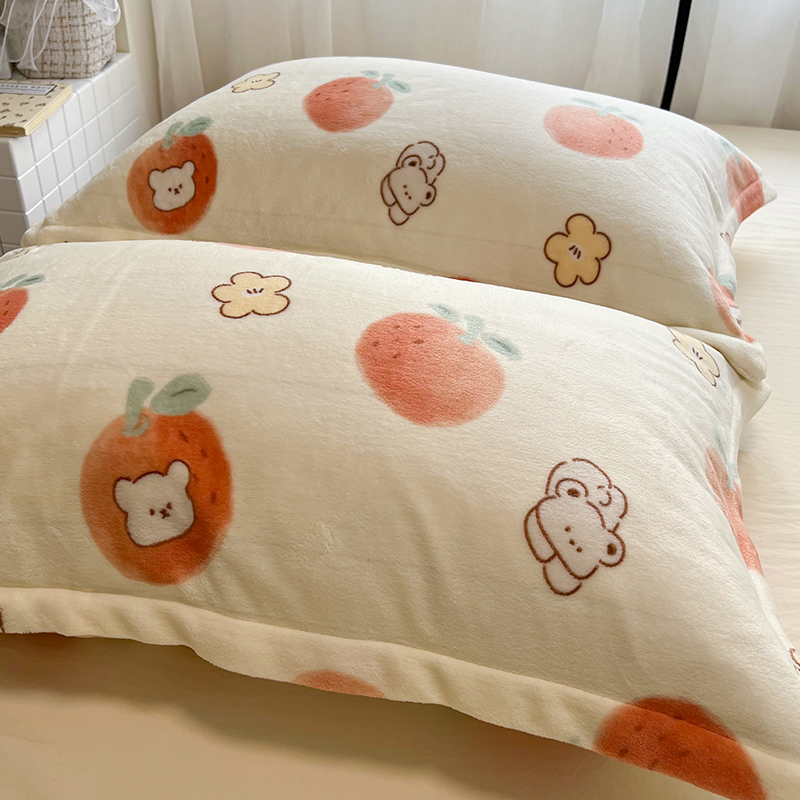 牛奶绒枕套单只冬季加大50x80加厚珊瑚绒枕芯枕头内胆套学生40x60