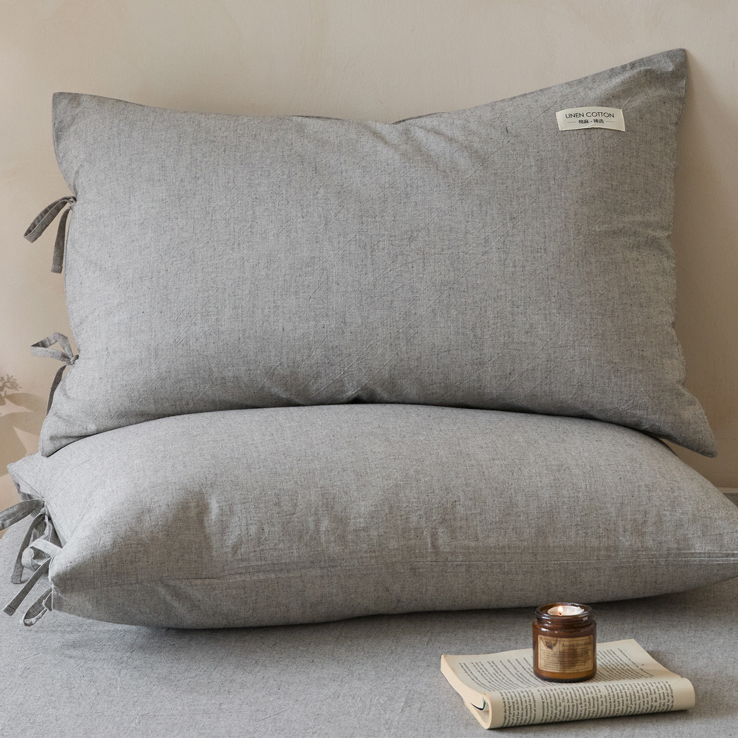棉麻枕套48x74亚麻枕头套2026新款四季通用成人家用枕芯套一对装,