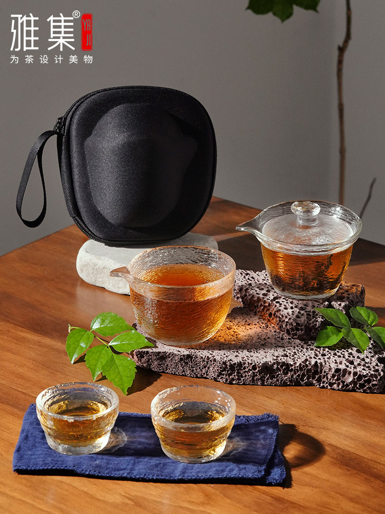 雅集旅行茶具鱼纹便携快客杯日式锤纹加厚茶具盖碗玻璃壶旅行户外,餐饮具,旅行茶具,淘宝优惠券,粉丝福利购,淘宝优惠卷