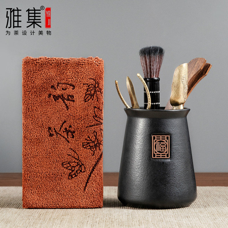 雅集茶道六君子茶巾茶刀茶夹泡茶用具茶艺工具茶具配件泡茶套装