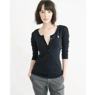 af亨利女长袖t恤美国圆领T纯棉小鹿秋季上衣修身靓酷女装罗纹纽扣