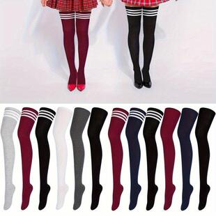 6 Pairs Thigh High Socks for Women Long Thigh High Stockings