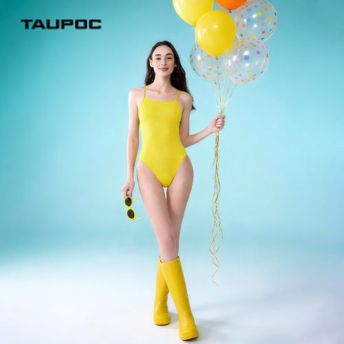 TAUPOC黄色泳衣专业竞速游泳衣女