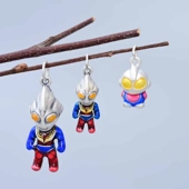 S999足银奥特曼吊坠 卡通小朋友彩色滴胶咸蛋超人吊件DIY编绳配件