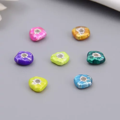 S925纯银彩色滴胶隔珠 韩版潮流ins散珠DIY手链手工串珠配件