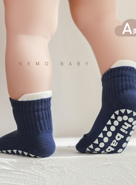 NEMOBABY婴儿学步袜子春秋薄款宝宝袜室内隔凉防滑儿童中筒地板袜