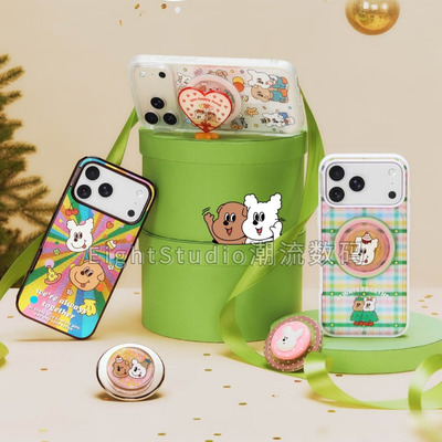 【新伴游奇遇系列-泡泡骚强磁吸手机壳】吐舌小狗磁吸手机壳支架适用iphone17promax苹果16Pro15pro14plus/13