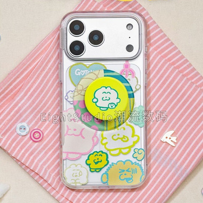 【暖暖小屋系列-泡泡骚】插画磁吸手机壳支架适用iphone17promax苹果16Promax15pro14plus磁吸手机壳