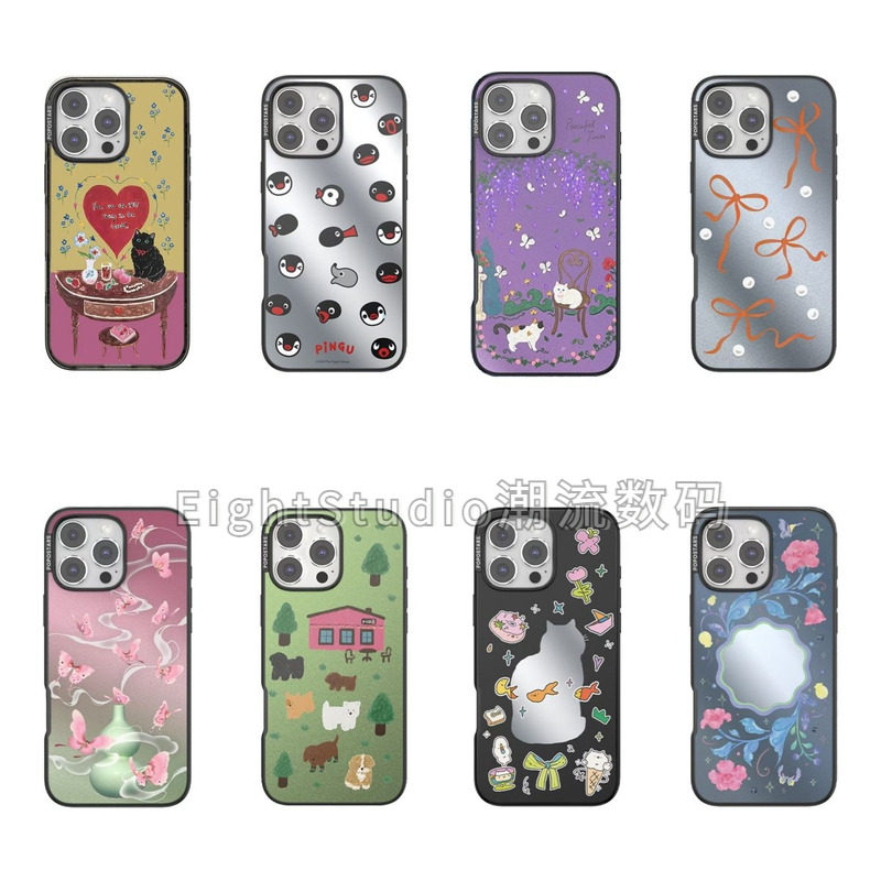 【泡泡骚高版镜面强磁吸手机壳】高级感潮牌适用于iphone16promax苹果15Pro/14/13/12手机壳