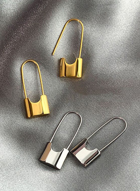 Minimalist Metallic Cold Style Earrings Stylish Pin Lock