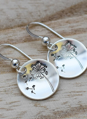Simple Retro Round Dandelion Earrings Court Earrings Single