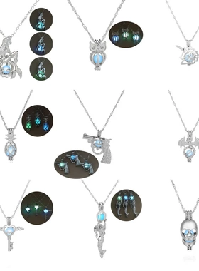 8 styles Glow in The Dark necklaces For women Mermaid Key
