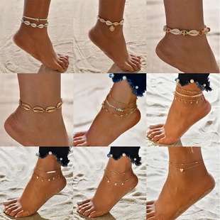 Female Bohemian Shell Heart Summer Anklets For Women
