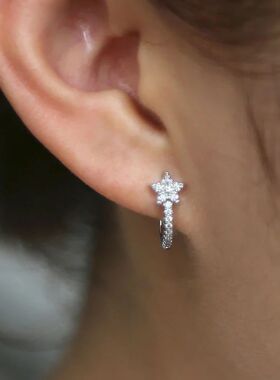 Chic Stars Hoop Earrings Women Dainty Ear Piercing