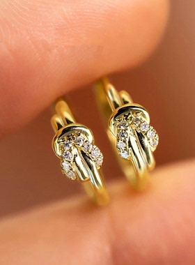 Chic Women's Hoop Earrings Gold Color Dazzling Cubic