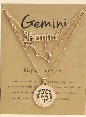 3Pcs Zodiac Sign Necklaces Set For Women 12 Constellation