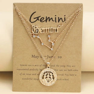 3Pcs Zodiac Sign Necklaces Set For Women 12 Constellation