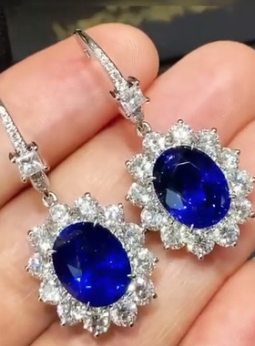 Exotic Retro Earrings Simulation Sapphire Floral Earrings