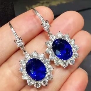 Exotic Retro Earrings Simulation Sapphire Floral Earrings