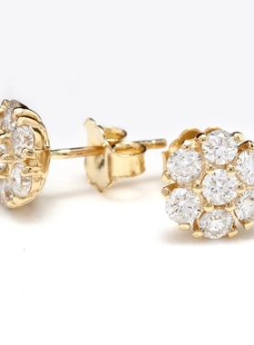 Luxury Gold Color Brilliant Cubic Zirconia Stud Earrings