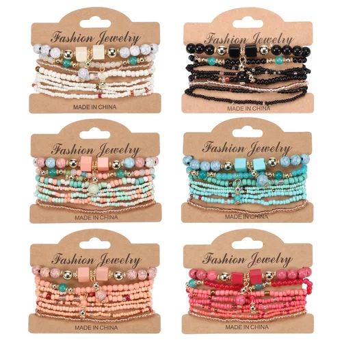 Bohemian Handmade Beads Bracelet Set For Women Summer