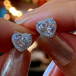 Trendy Ear Piercing Earrings Sweet Heart Earrings Women's