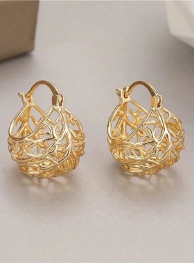 Gold Color Hollow Hoop Earrings Women Newly Designed