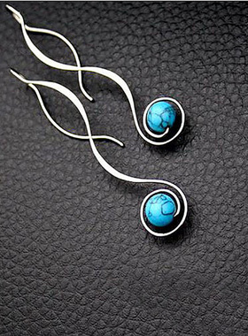 Earrings Simple Retro Turquoise Long Earrings Popular