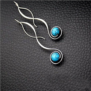 Earrings Simple Retro Turquoise Long Earrings Popular