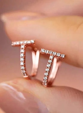Chic Dainty Rose Gold Color Earrings for Women Fashion T