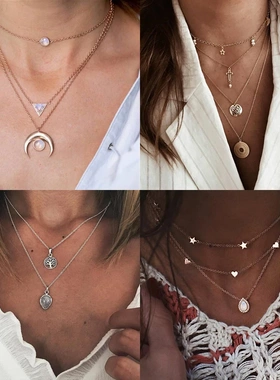 Vintage Multilayer Necklaces & Pendants For Women Cross