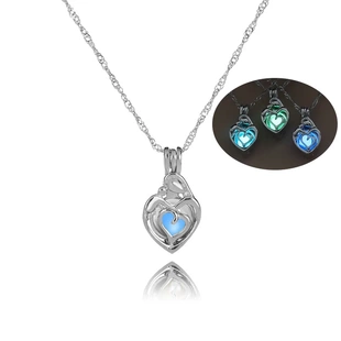Openwork Love Heart luminous necklaces Fashion Glow In The