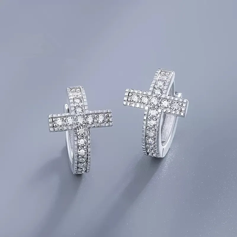 Fashion Dainty Cross Circle Earrings Women/Men Daily