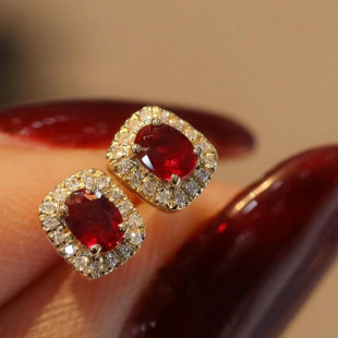 Earrings Vintage Imitation Red Corundum Earrings Luxury