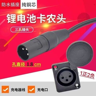 雅迪台铃锂电池电动电瓶车卡农充电器输出线喜德盛卡侬公插头