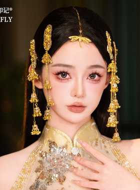 风铃发夹对夹边夹流苏礼服新中式秀禾旗袍龙凤褂汉服马面裙发饰