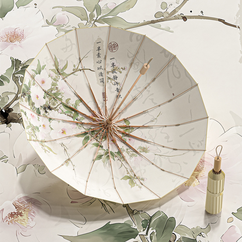 德国遮阳伞女高颜值晴雨两用手动款防紫外线16骨彩胶高端防晒雨伞